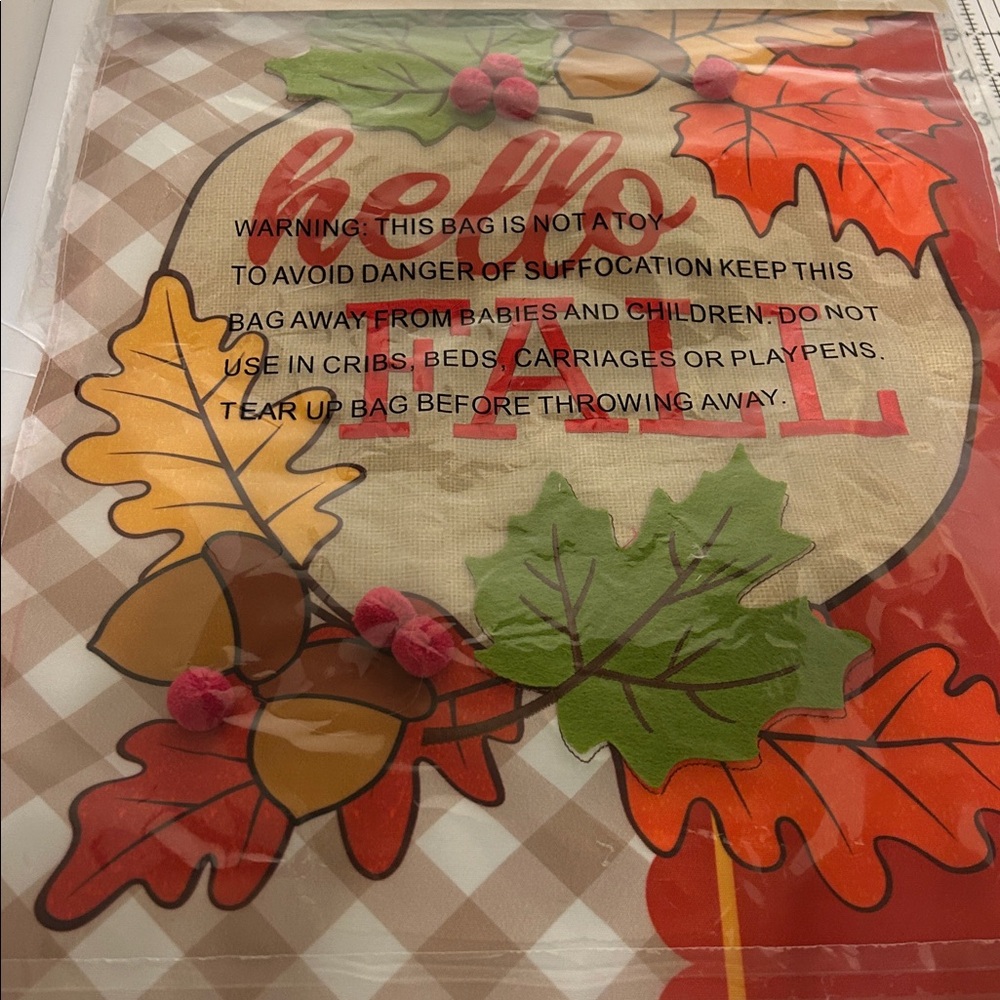 Hello fall 12.5”Wx18”H all weather nylon flag - Picture 3 of 3